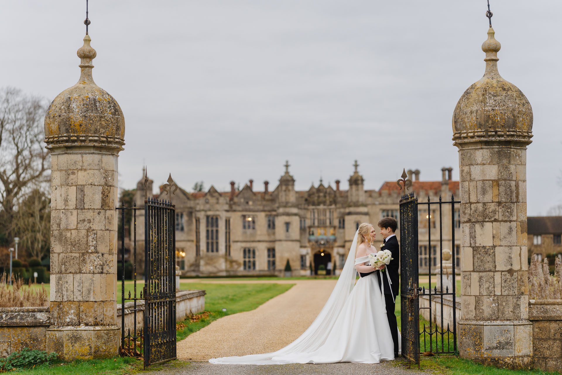 Jonathan and Louise working as a Hengrave Hall Wedding Videographer at the Tudor mansion in Suffolk